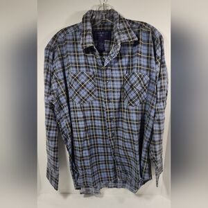 VTG Coleman Outdoors  Men's Button Down Flannel Shirt Size Large Plaid Blue